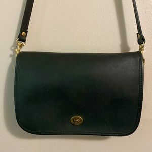 Vintage Green Hunt Club Genuine Leather Crossbody Handbag - Coach Dupe